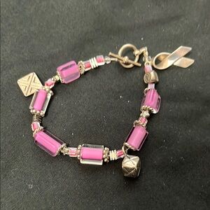Pink and Silver Beaded Bracelet